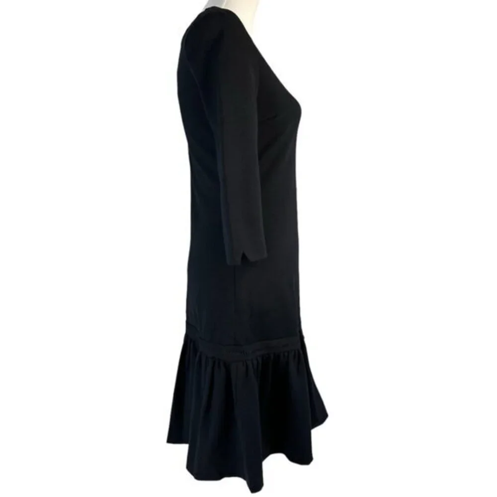 Kate Spade New York Arlen Ponte Dress Black 3/4 Sleeve Bow Drop Waist Size 2 NEW